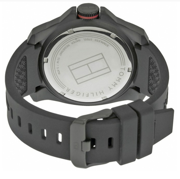 TOMMY HILFIGER Men's Black Dial Black Rubber Strap Quartz Watch - Picture 3 of 6